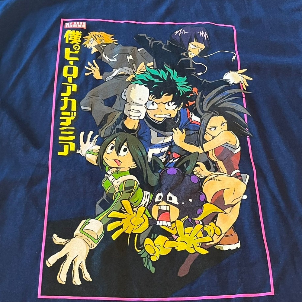 My Hero Academia size large navy blue NEW 100% Cotton Short Sleeve Shirt